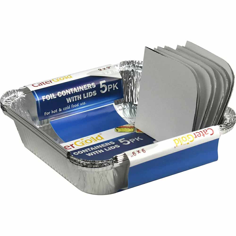 Value Pack 9"x9" Foil Container 2pk w/Lid
