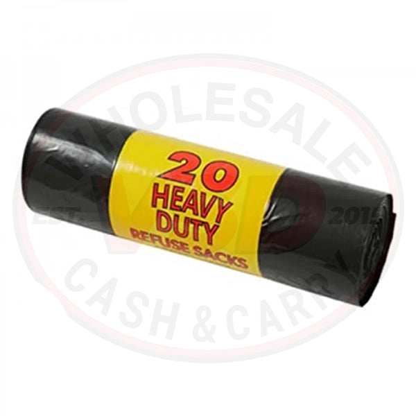 MD 20 Heavy Duty Refuse Sacks / Black Bags 20'sx20 Rolls