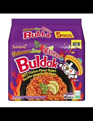 Buldak Noodles Habanero Lime Hot Chicken 130g 8 x 5pks